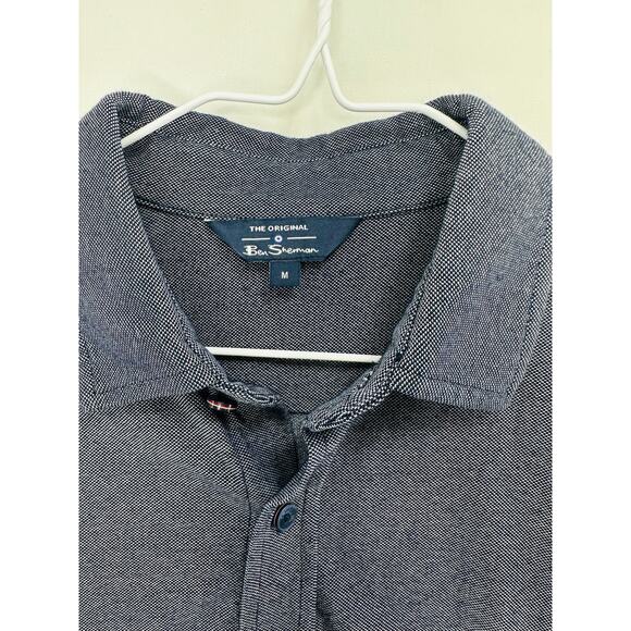 Ben Sherman Solid Knit Button Down Shirt in Heather Navy Blue size Medium - Picture 6 of 7